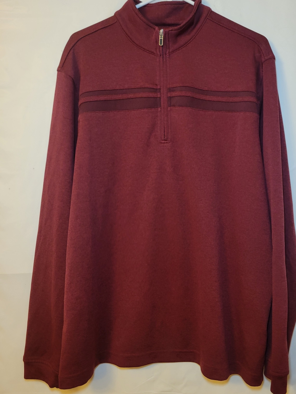 Pebble Beach Men's Zip-Up Pullover Sweater - Burgundy